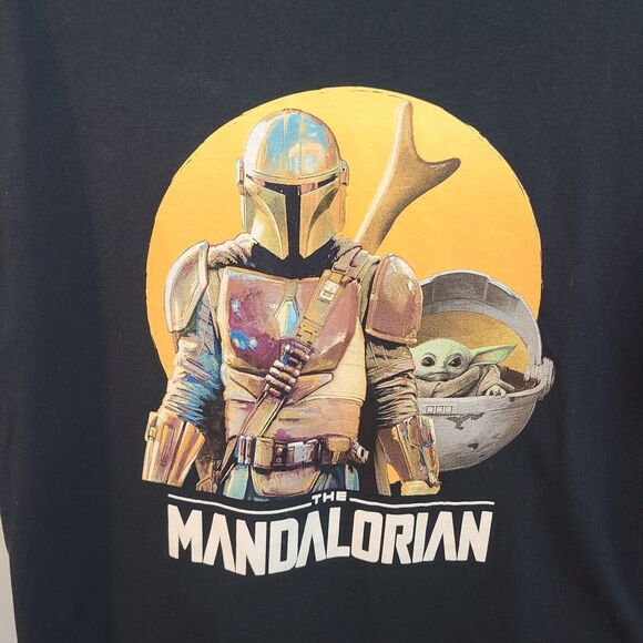 Star Wars Fifth Sun Graphic T Shirt The Mandalorian Baby Yoda Black Mens L - Picture 3 of 8